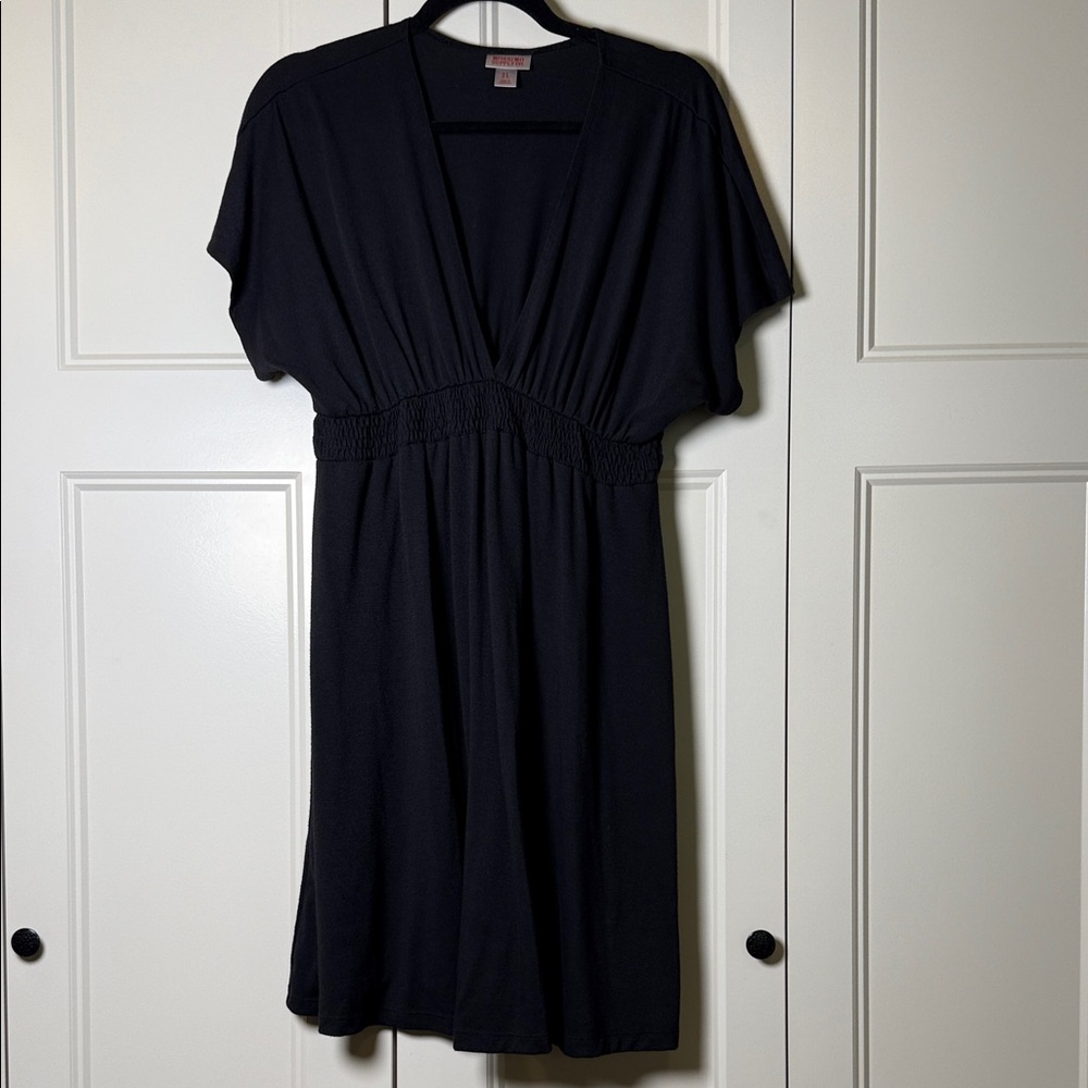 Mossimo Supply Co. Black Midi Dress with V-Neck